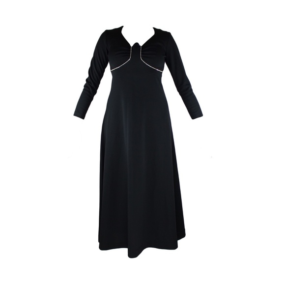 Vintage Long Sleeve Gothic Printed Polyester Maxi - Picture 1 of 4